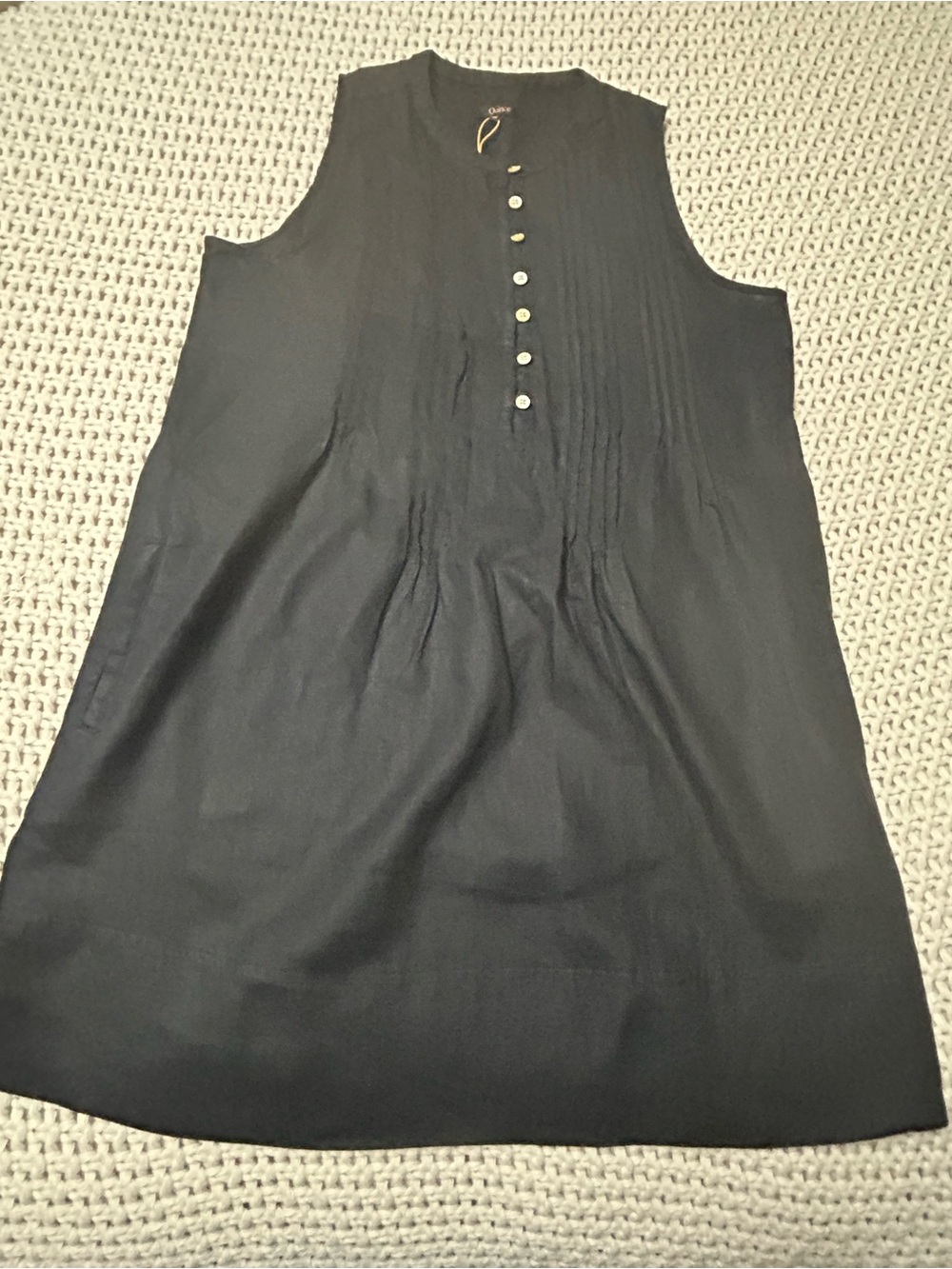 NWT Quince Black Sleeveless 100% European Linen Swing Dress Size M